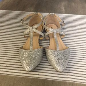 Silver strappy flats
